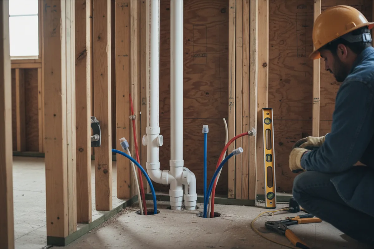 Drain and supply rough-in during Leak Detection in Wells